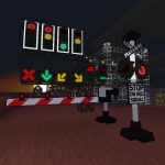 Minetest Infrastructure Mod — sygnalizacja świetlna na bramownicy i rogatka oraz samoczynny system przejazdowy