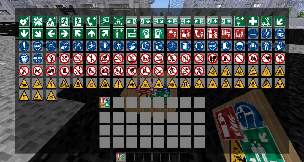 Wszystkie znaki BHP dostępne w modzie safety_signs